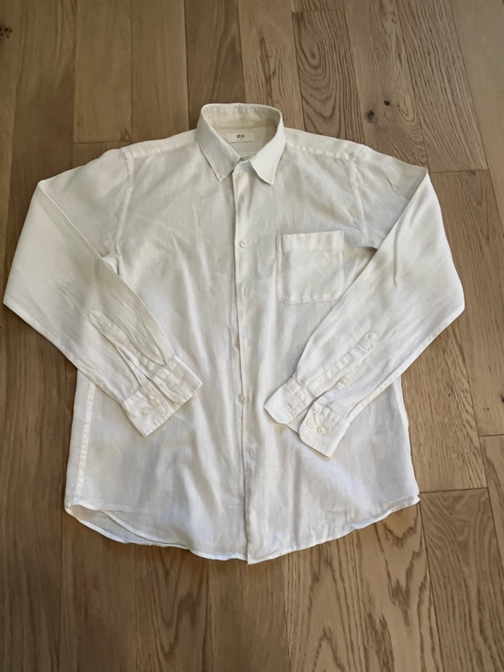 Uniqlo 100% Linen Long Sleeve Shirt — Medium — White